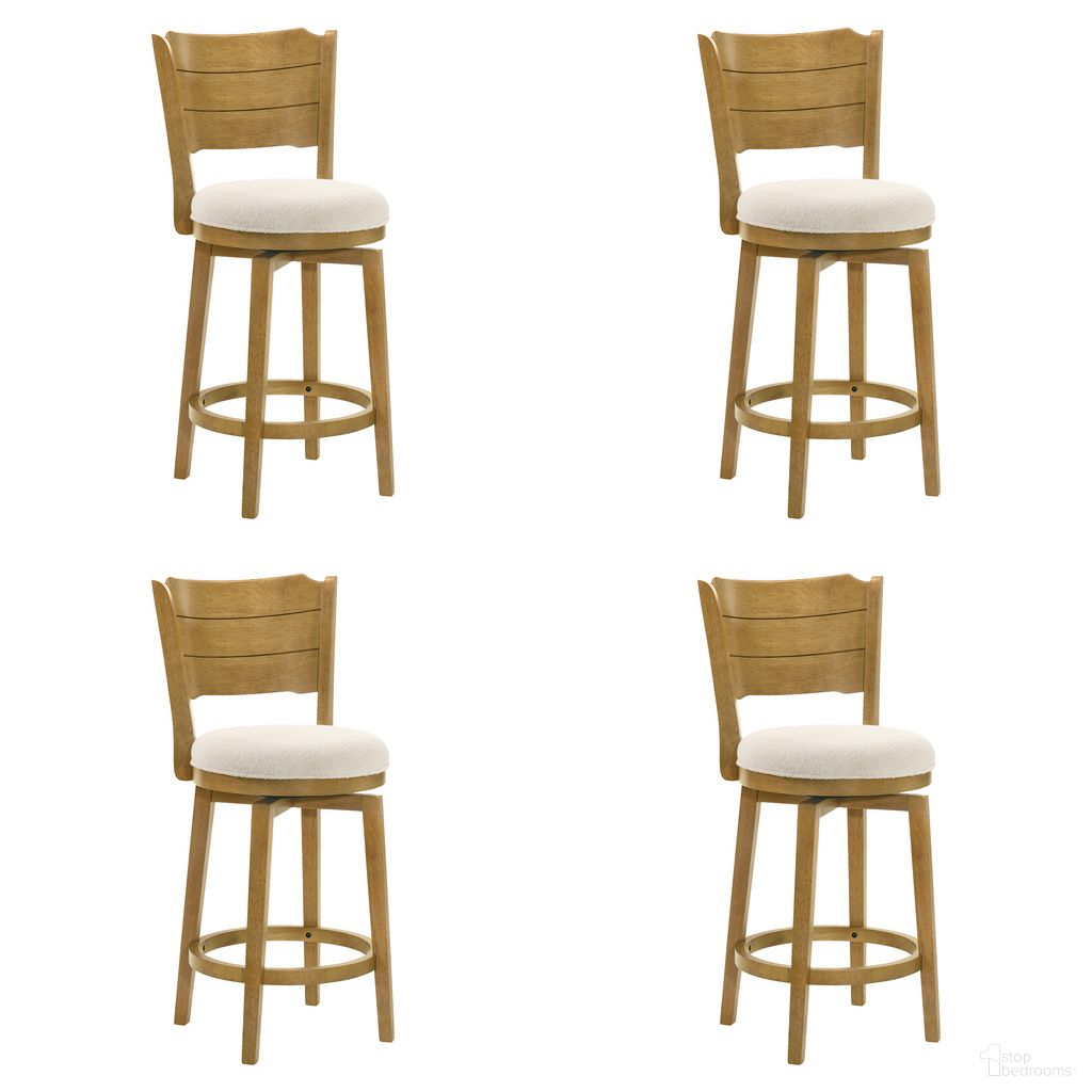 The appearance of Winsley Swivel Counter Height Bar Stool Set of 4 In Amber Glow and White designed by Armen Living in the coastal interior design. This amber glow and white piece of furniture was selected by 1StopBedrooms from Winsley Collection to add a touch of cosiness and style into your home. Sku: LCWIBAWHAG26;LCWIBAWHAG26;LCWIBAWHAG26;LCWIBAWHAG26. Material: Polyester.