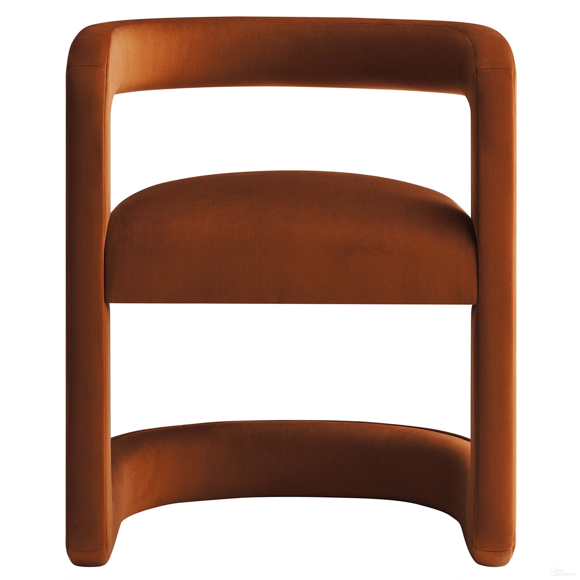 Winslow Barrel Performance Velvet Dining Chair In Rust