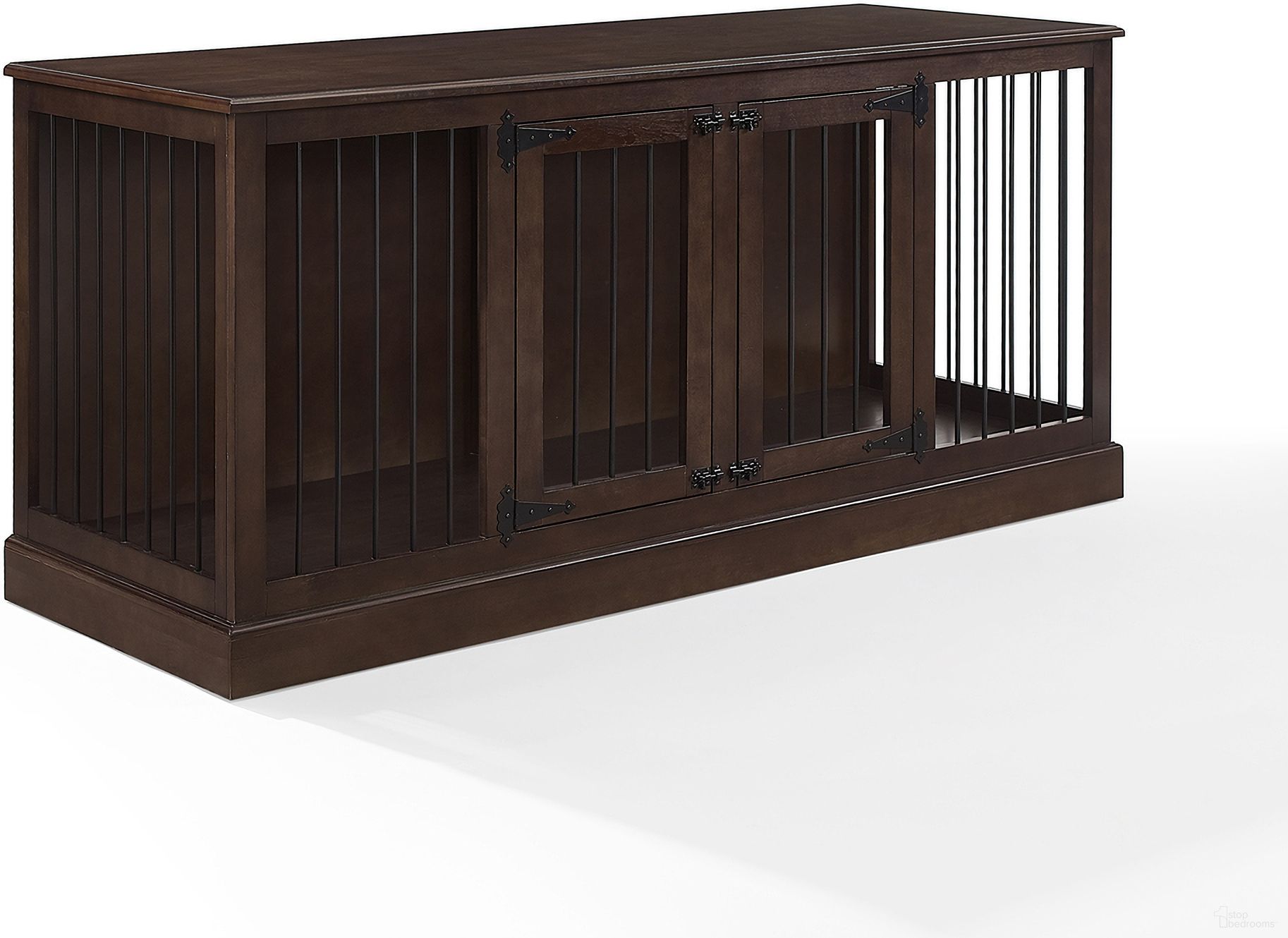 The appearance of Winslow Medium Credenza Dog Crate In Dark Brown designed by Crosley Brands in the traditional interior design. This dark brown piece of furniture  was selected by 1StopBedrooms from Winslow Collection to add a touch of cosiness and style into your home. Sku: CF4501-BR. Material: Plywood.