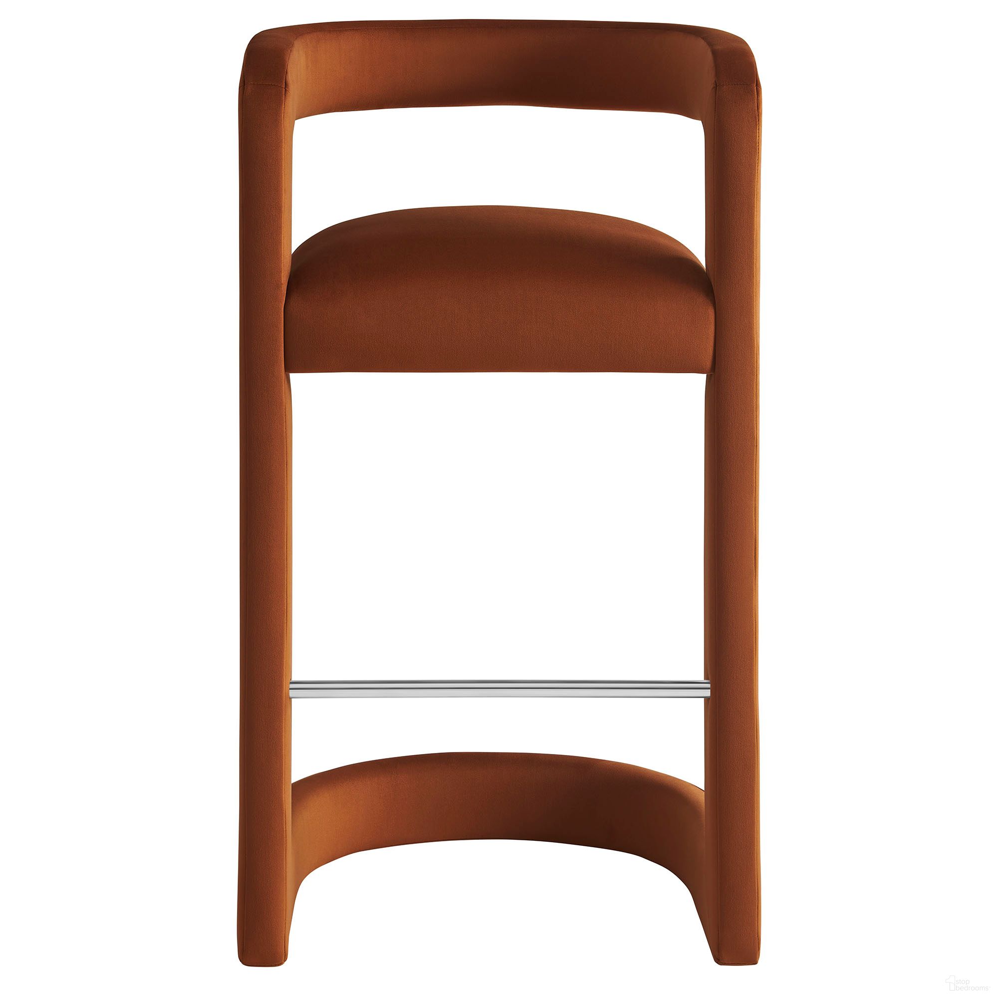 Winslow Performance Velvet Barstool In Rust
