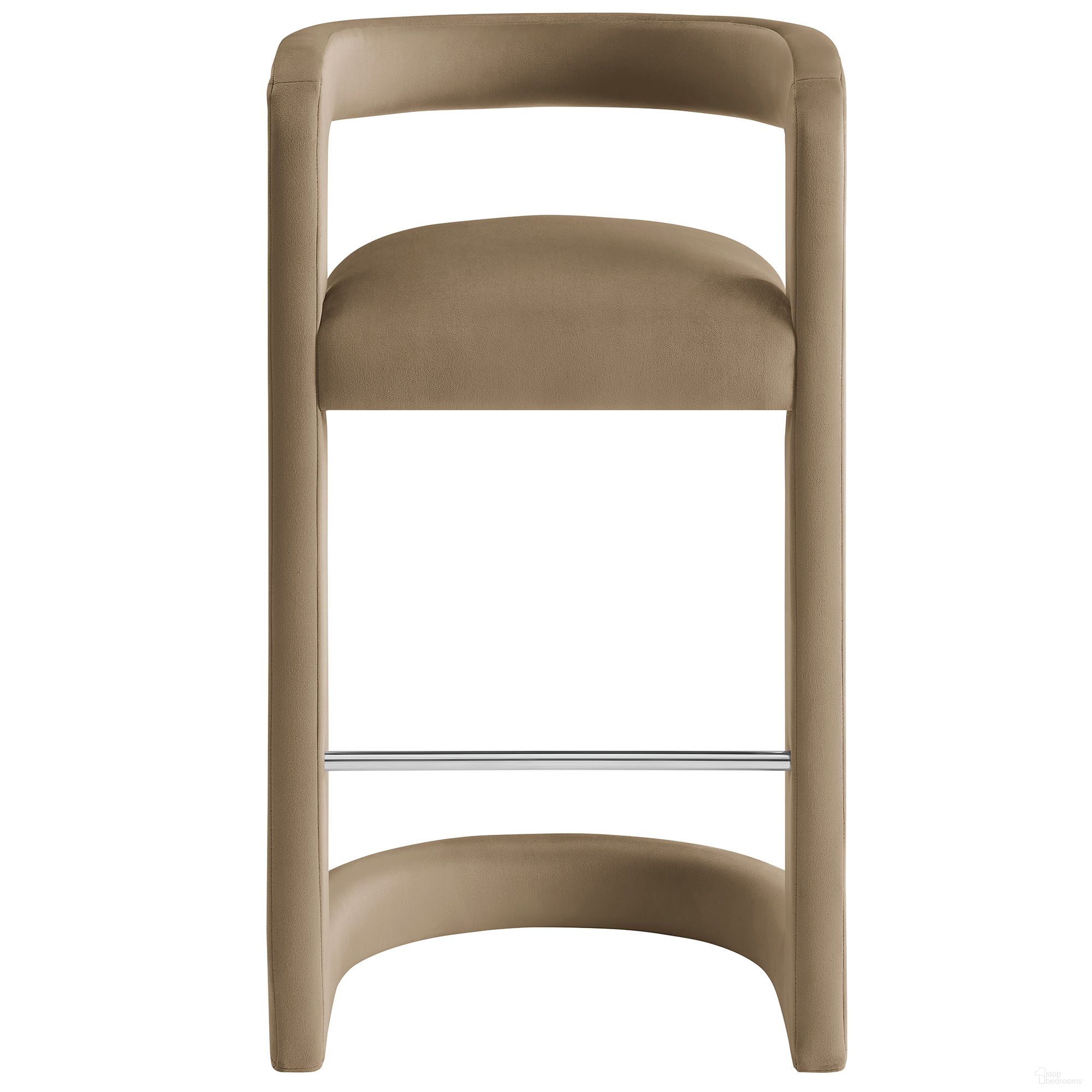 The appearance of Winslow Performance Velvet Barstool In Taupe designed by Modway in the modern / contemporary interior design. This taupe piece of furniture  was selected by 1StopBedrooms from Winslow Collection to add a touch of cosiness and style into your home. Sku: EEI-7108-TAU. Material: Velvet.