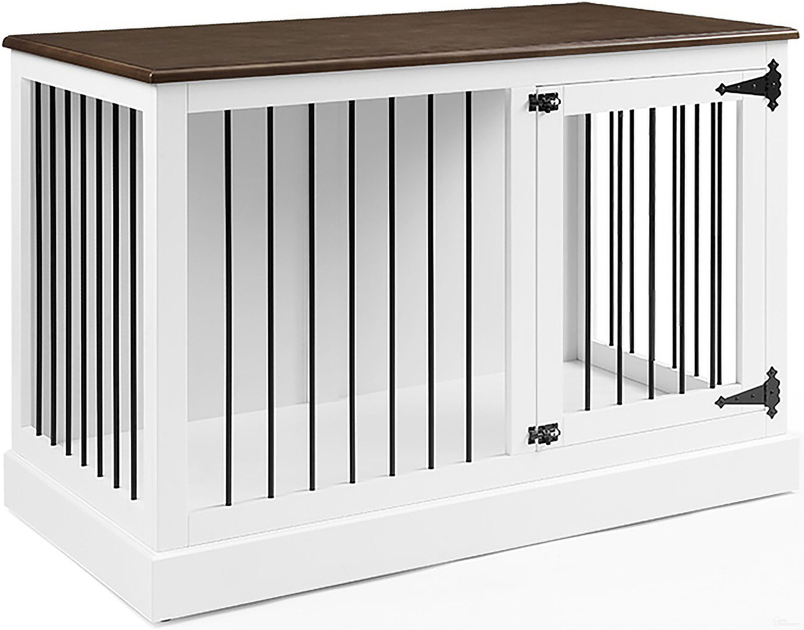 The appearance of Winslow Small Credenza Dog Crate In White and Dark Brown designed by Crosley Brands in the traditional interior design. This white/dark brown piece of furniture was selected by 1StopBedrooms from Winslow Collection to add a touch of cosiness and style into your home. Sku: CF4502-WH. Material: Plywood.
