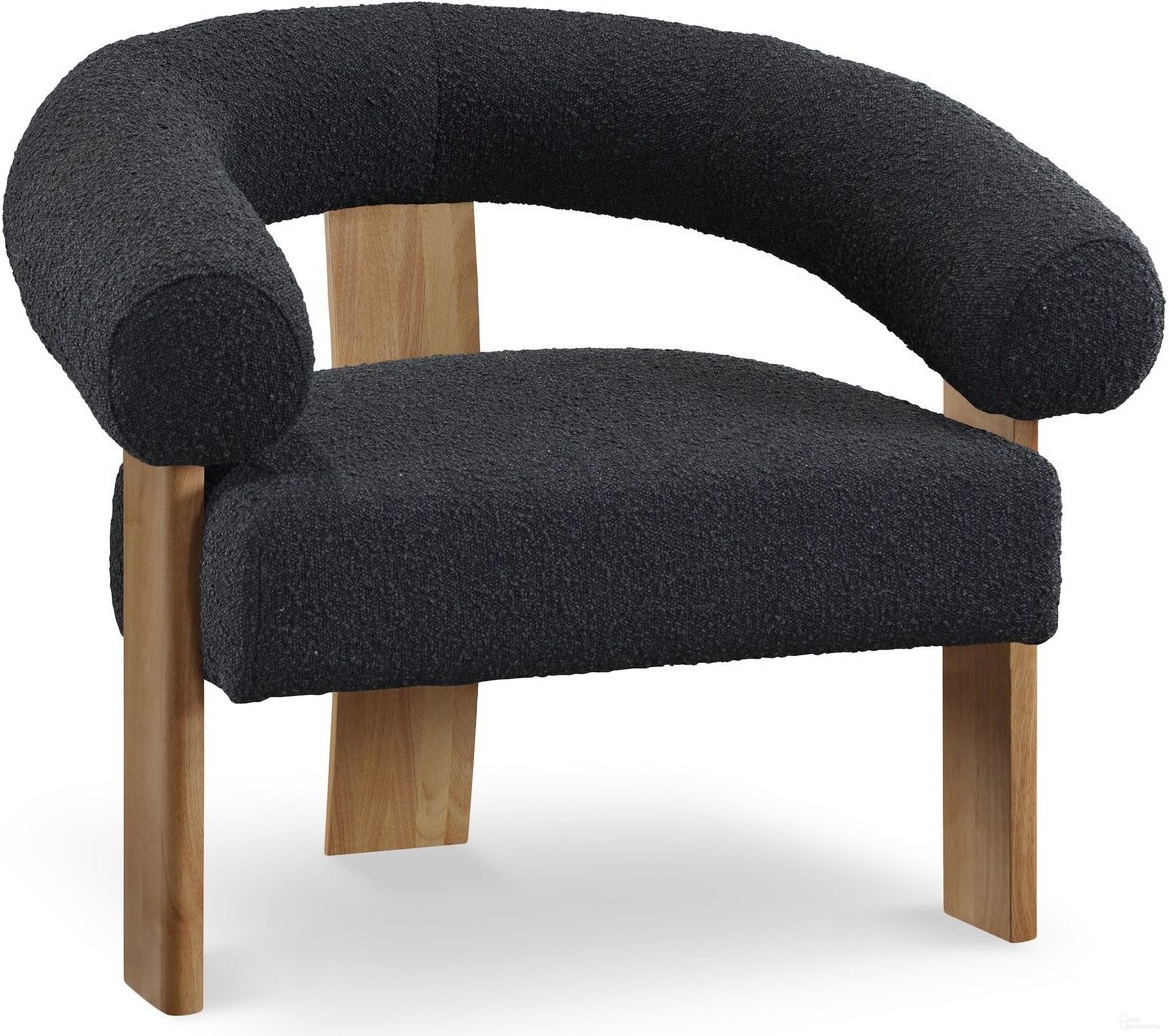 The appearance of Winston Boucle Fabric Accent Chair In Black/Natural designed by Meridian in the transitional interior design. This black piece of furniture was selected by 1StopBedrooms from Winston Collection to add a touch of cosiness and style into your home. Sku: 496Black. Material: Boucle.