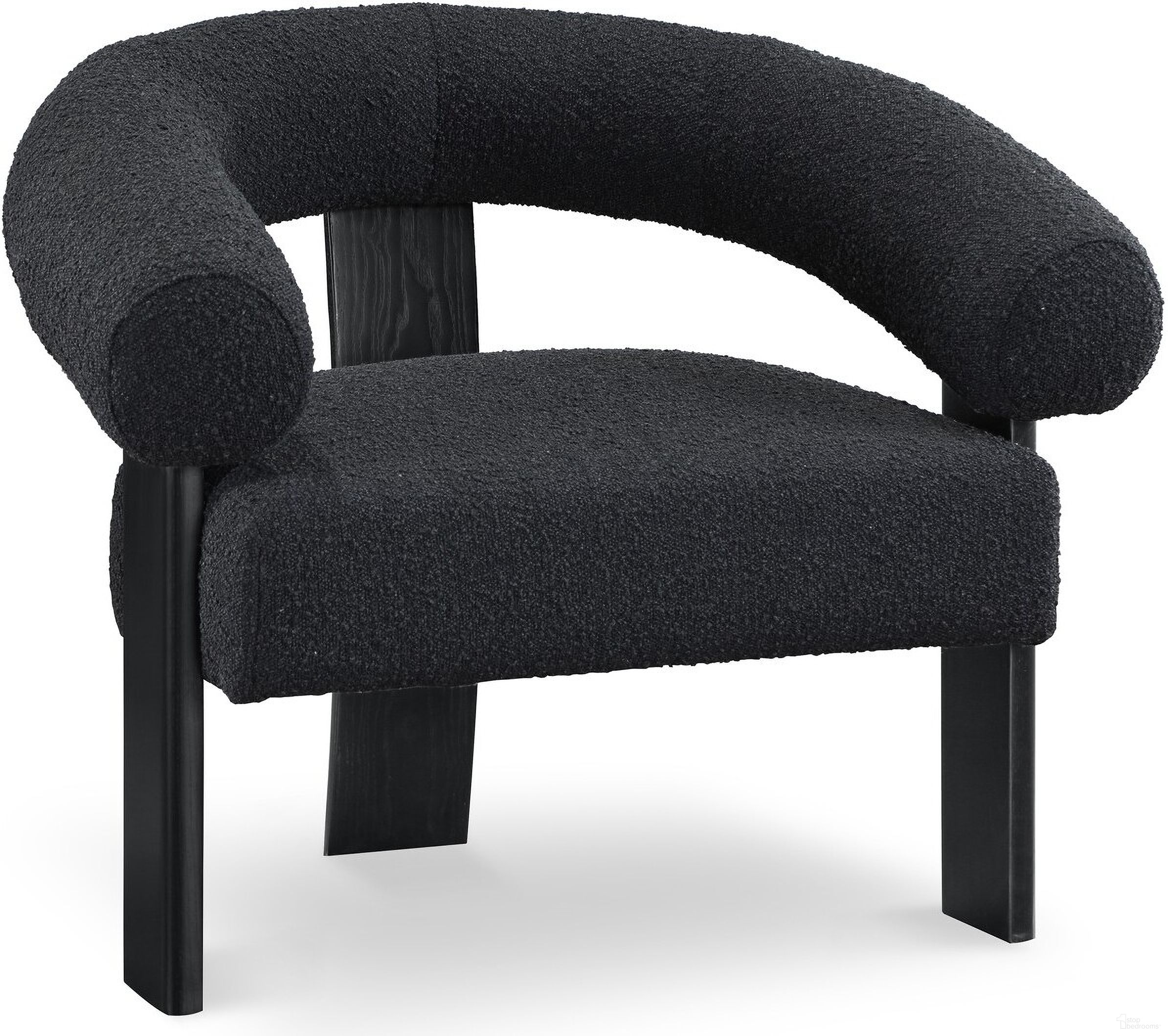 The appearance of Winston Boucle Fabric Accent Chair In Black designed by Meridian in the transitional interior design. This black piece of furniture was selected by 1StopBedrooms from Winston Collection to add a touch of cosiness and style into your home. Sku: 497Black. Material: Boucle.