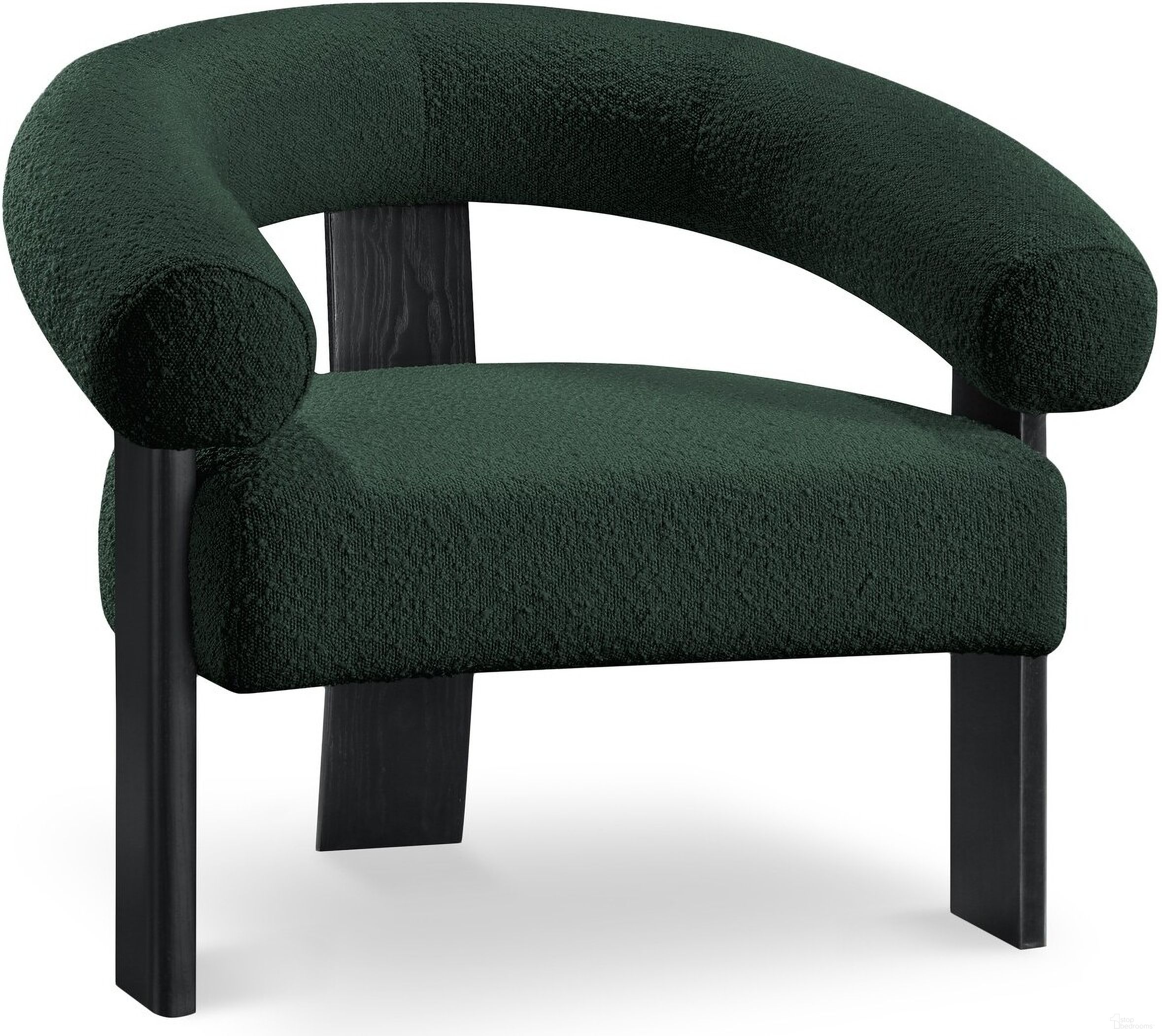 The appearance of Winston Boucle Fabric Accent Chair In Green designed by Meridian in the transitional interior design. This green piece of furniture  was selected by 1StopBedrooms from Winston Collection to add a touch of cosiness and style into your home. Sku: 497Green. Material: Boucle.