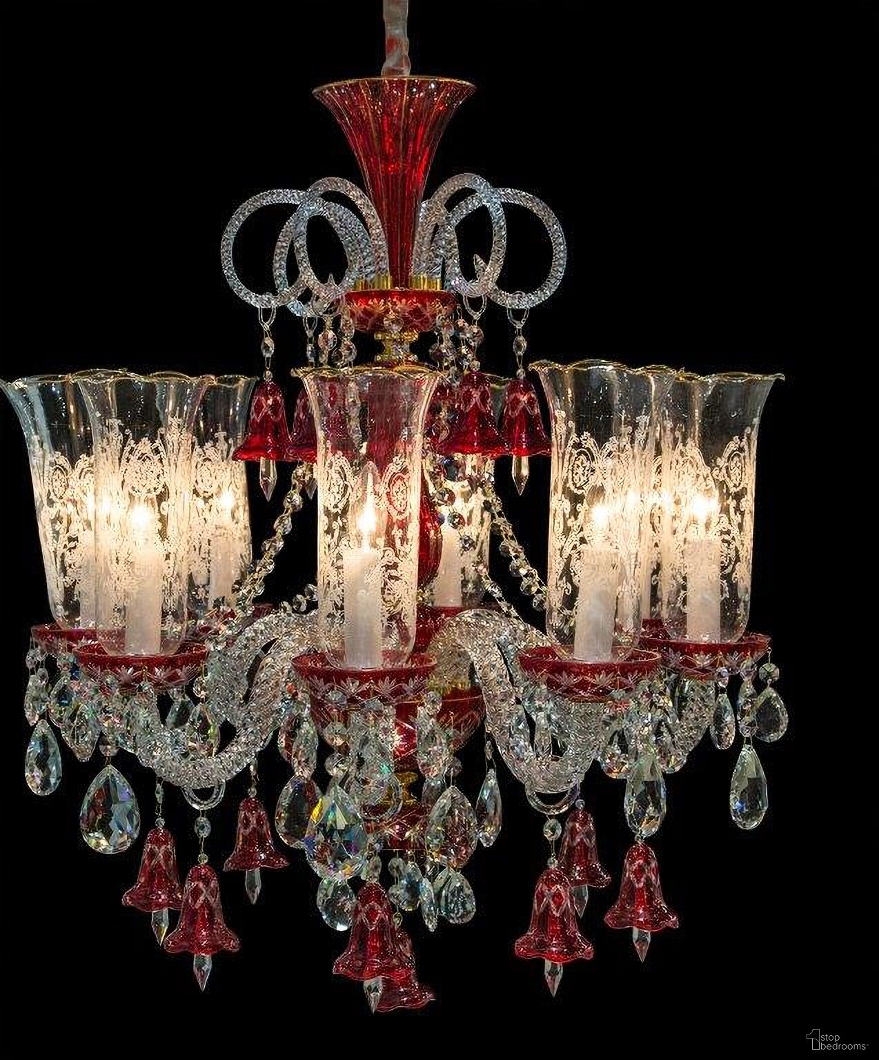 The appearance of Winter Palace - 8 Light Chandelier - Gold designed by Michael Amini in the traditional interior design. This gold piece of furniture  was selected by 1StopBedrooms from Lighting Collection to add a touch of cosiness and style into your home. Sku: LT-CH926-8GLD. Material: Crystal.