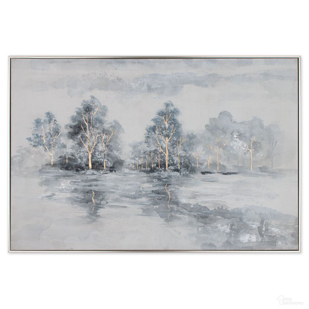 Winter's Woods Hand Painted Canvas In White and Grey