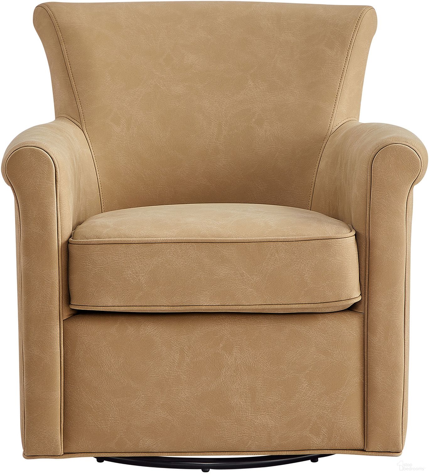 The appearance of Winton Faux Leather Swivel Accent Chair In Honey Brown designed by Comfort Pointe in the transitional interior design. This honey brown piece of furniture  was selected by 1StopBedrooms from Winton Collection to add a touch of cosiness and style into your home. Sku: 8317-54. Material: Polyester.