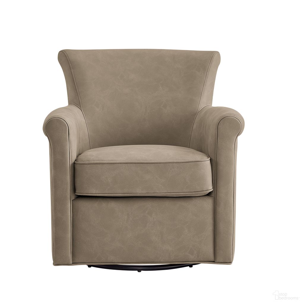 Winton Faux Leather Swivel Accent Chair In Willow