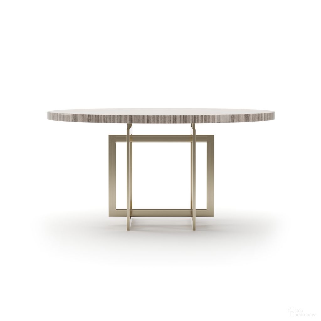 The appearance of Wish You Were Here 60 Inch Light Round Dining Table In Beige designed by Caracole in the modern / contemporary interior design. This beige piece of furniture  was selected by 1StopBedrooms from Wish You Were Here Collection to add a touch of cosiness and style into your home. Sku: CLA-425V-2021B;CLA-425V-2021T. Table Base Style: Pedestal. Table Top Shape: Round. Material: Stone. Size: 60" x 60".