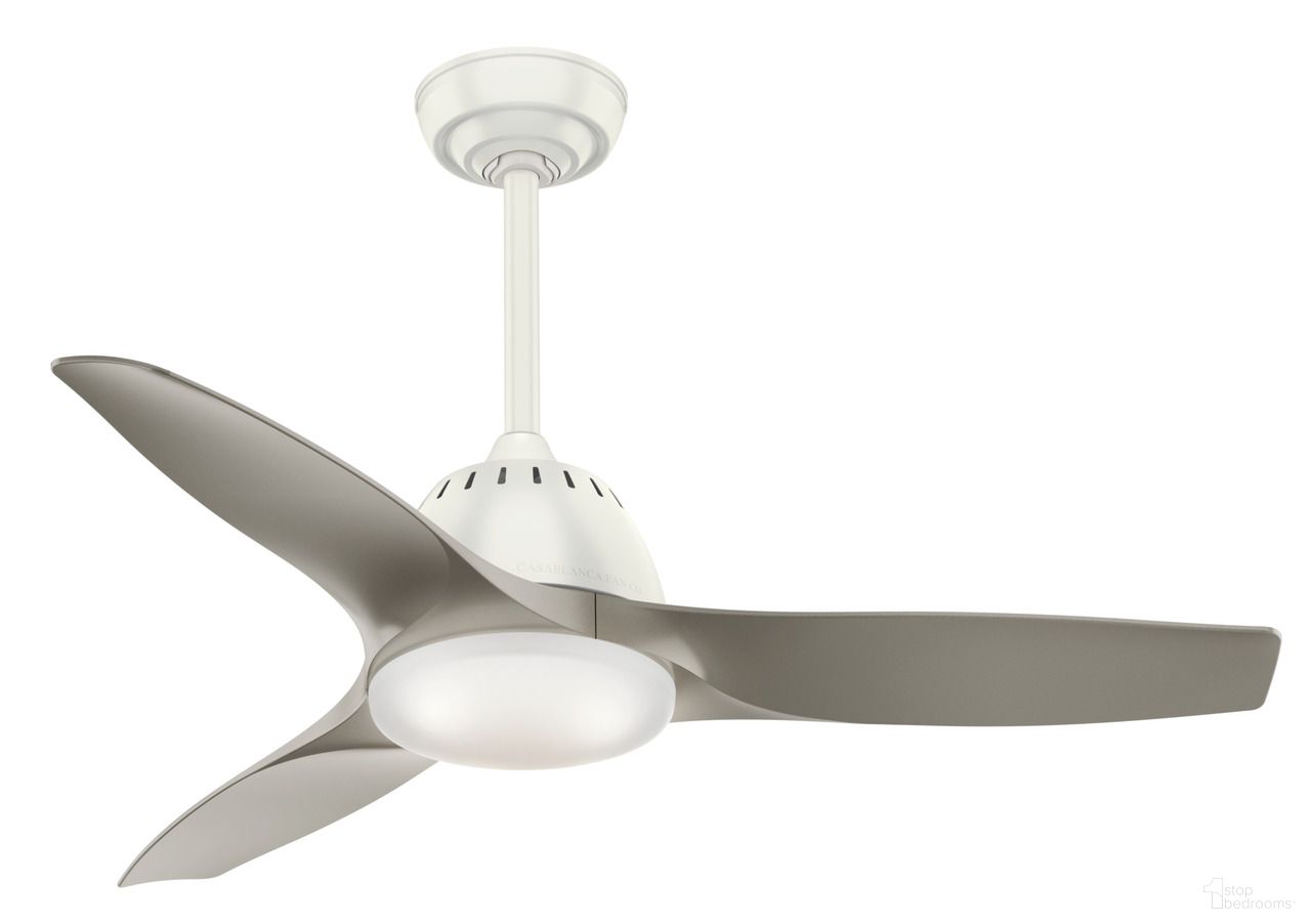 Wisp 44 Inch Ceiling Fan with LED Light Kit and Handheld Remote In Fresh White and Painted Pewter