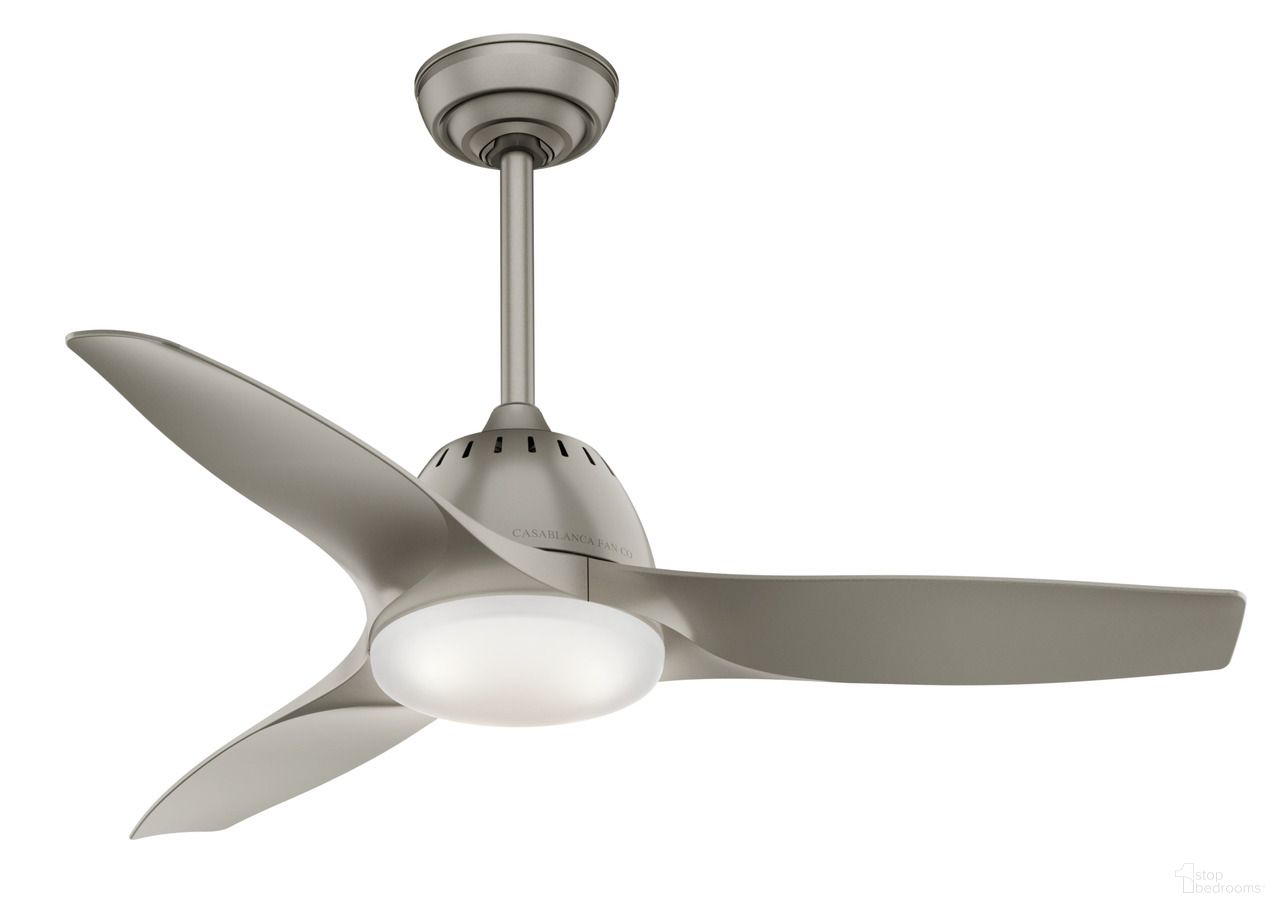 The appearance of Wisp 44 Inch Ceiling Fan with LED Light Kit and Handheld Remote In Painted Pewter designed by Hunter Fan in the modern / contemporary interior design. This painted pewter piece of furniture was selected by 1StopBedrooms from Wisp Collection to add a touch of cosiness and style into your home. Sku: 59150. Material: Plastic.