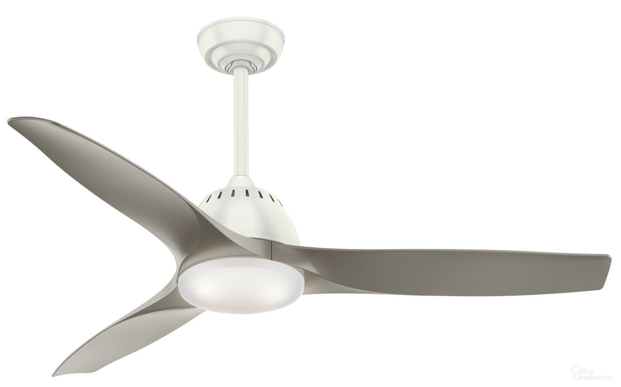 Wisp 52 Inch Ceiling Fan with LED Light Kit and Handheld Remote In Fresh White and Painted Pewter