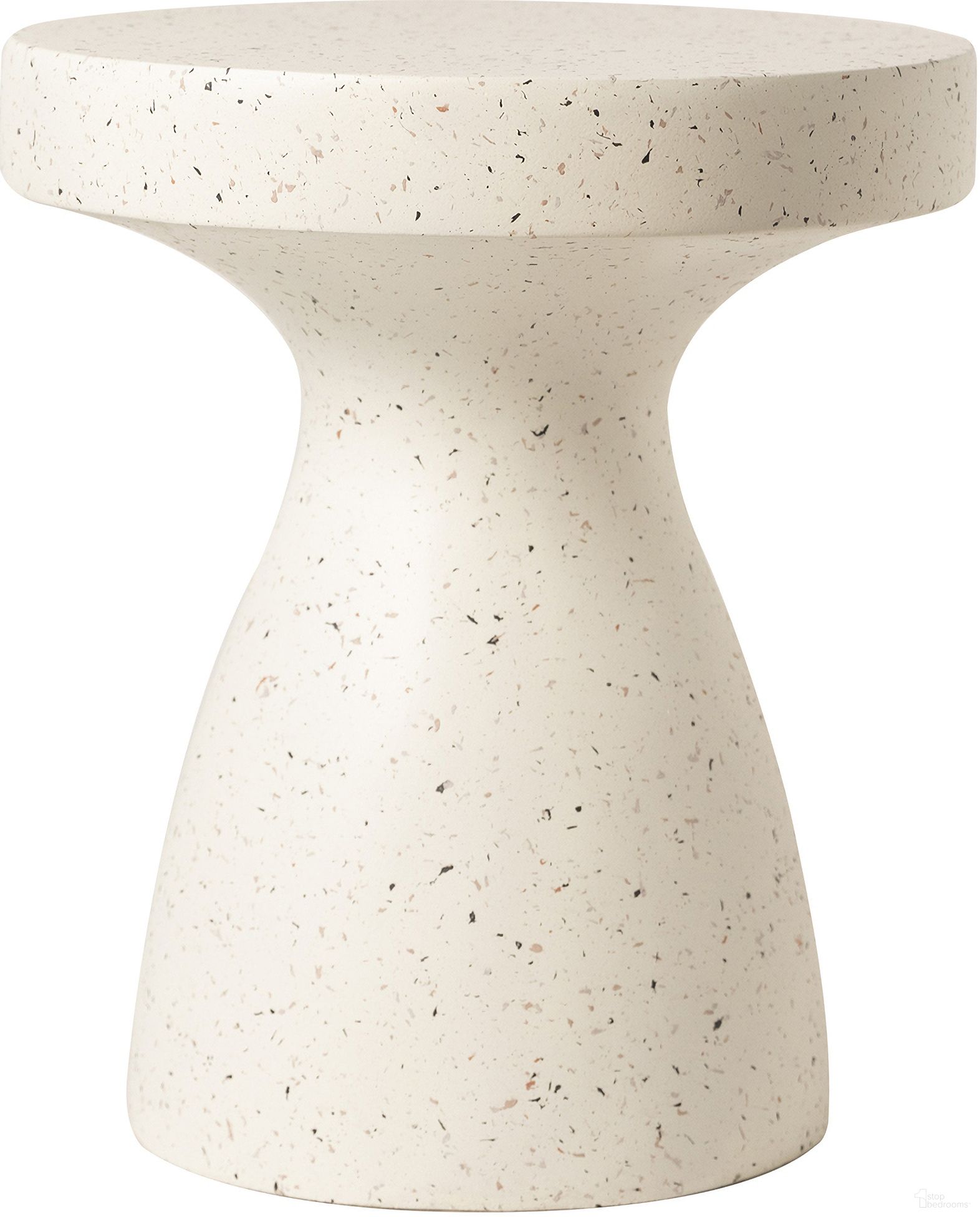 The appearance of Wisp Series Modern Side End Table In Terrazzo White designed by LeisureMod in the modern / contemporary interior design. This white piece of furniture  was selected by 1StopBedrooms from Wisp Collection to add a touch of cosiness and style into your home. Sku: WST16W. Material: Stone.
