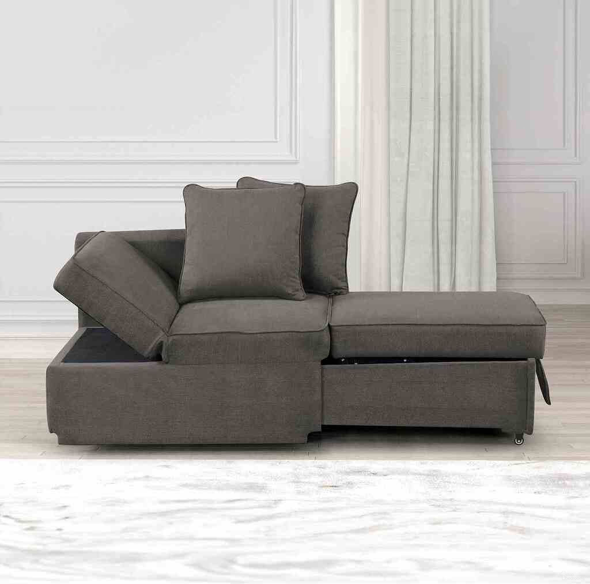 The appearance of Woburn Convertible Chair In Gray designed by Furniture of America in the modern / contemporary interior design. This gray piece of furniture  was selected by 1StopBedrooms from Woburn Collection to add a touch of cosiness and style into your home. Sku: FM6962GY. Material: Fabric.