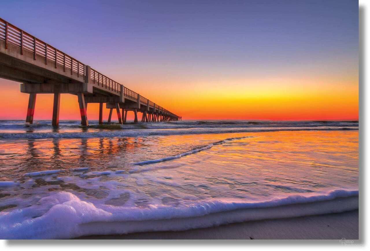 Wonder Jacksonville Beach Pier Frameless Tempered Glass Wall Art In Multi
