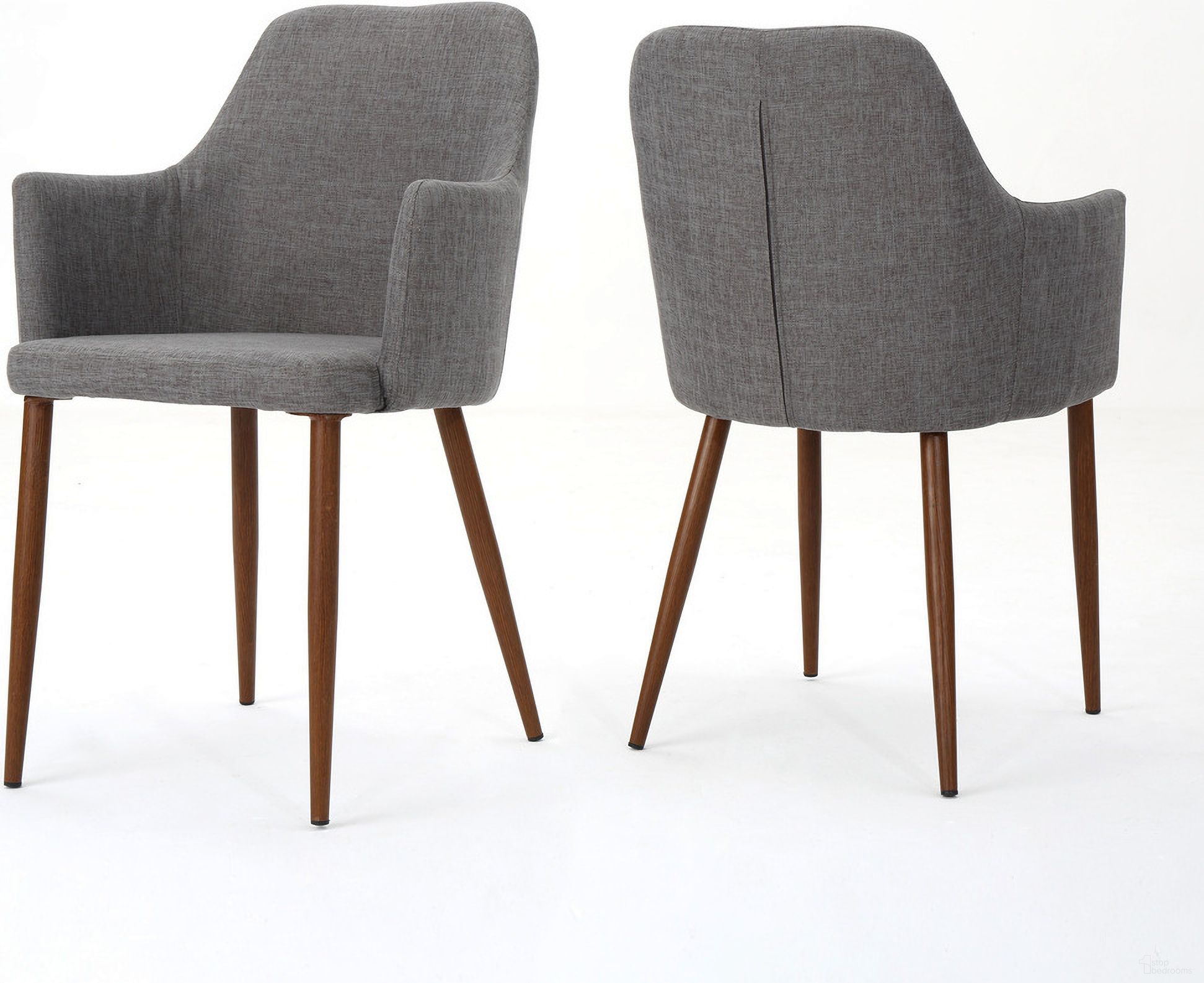 The appearance of Wondrous Upholstered Dining Chair with Tapered Legs Set of 2 In Light Grey designed by Noble House in the transitional interior design. This light grey piece of furniture was selected by 1StopBedrooms from Wondrous Collection to add a touch of cosiness and style into your home. Sku: 60788.00. Material: Fabric. Chair Type: Arm Chair.
