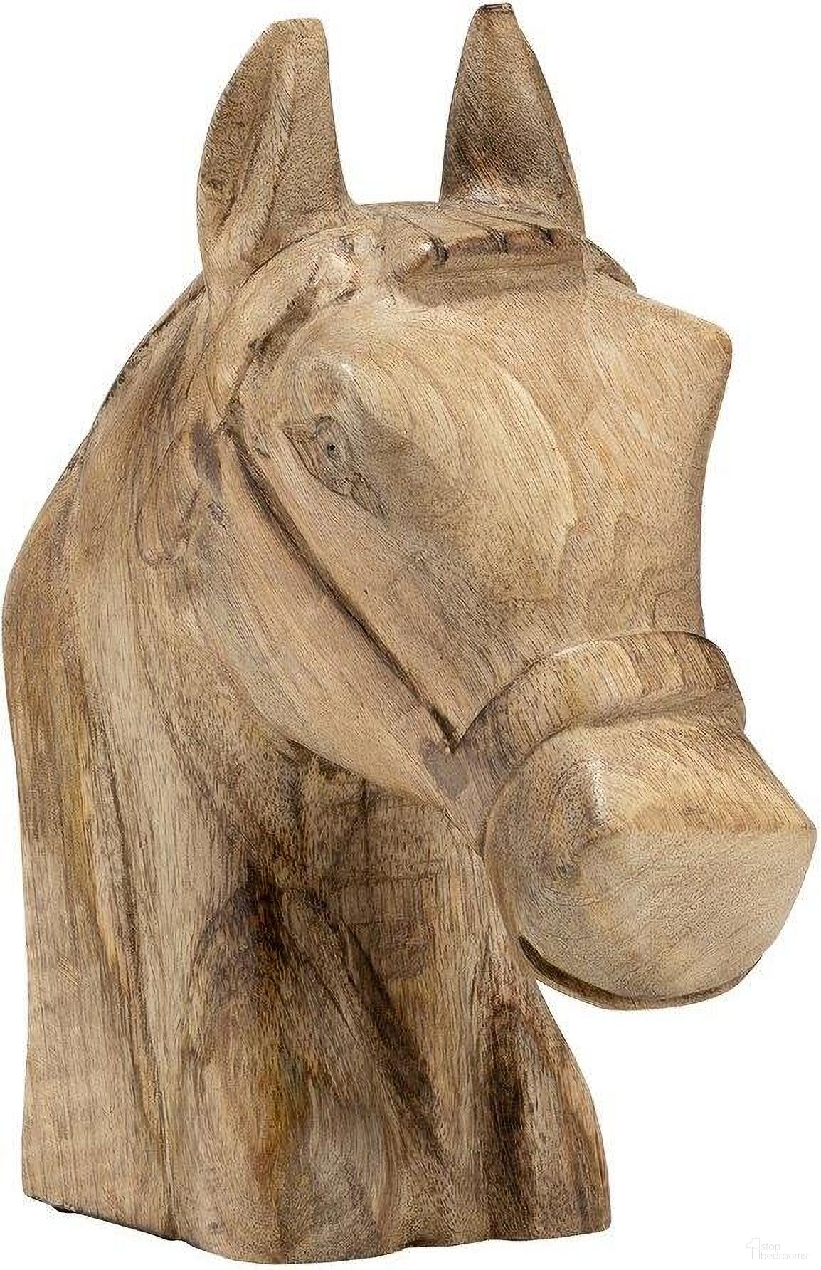 Wood 10 Inch Horse Head Decor In Brown
