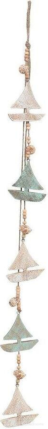Wood 40 Inch Hanging Sailboat In Blue And White