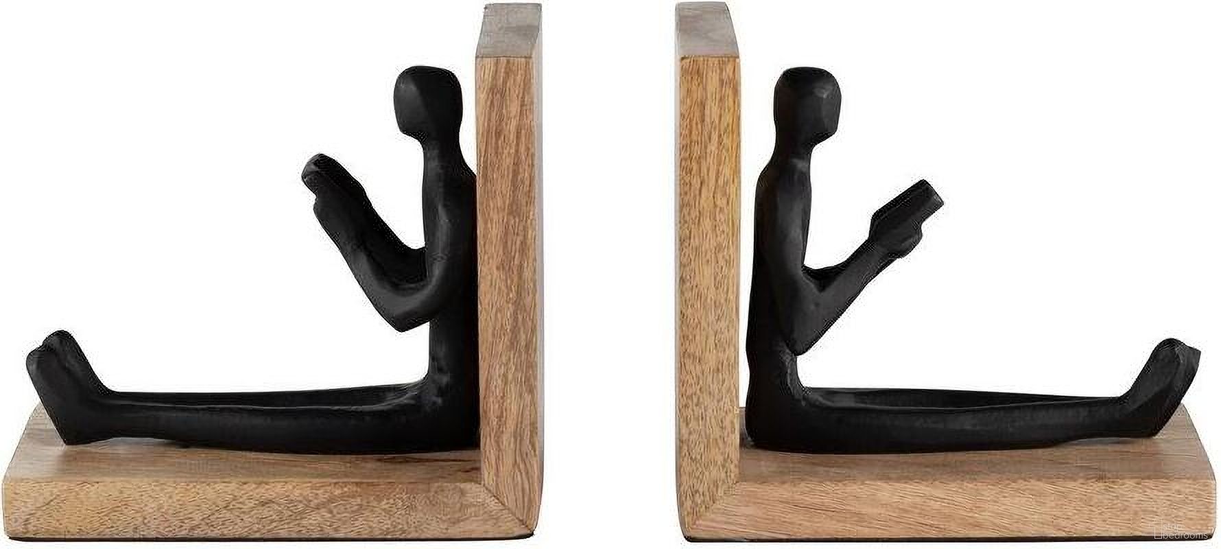 The appearance of Wood 6 Inch Man Reading Bookends Set of 2 In Brown And Black designed by Sagebrook Home in the modern / contemporary interior design. This black and brown piece of furniture was selected by 1StopBedrooms from to add a touch of cosiness and style into your home. Sku: 17862. Material: Aluminum.
