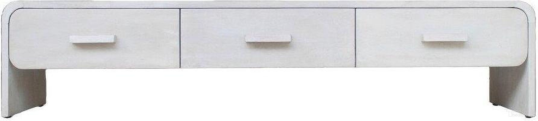 Wood 71 Inch Media Stand With 3 Drawers In Whitewash