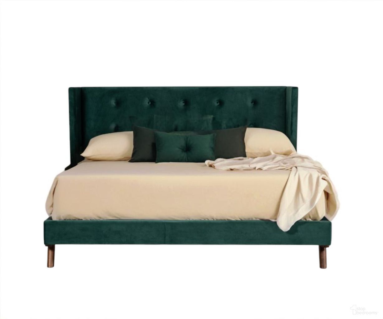 The appearance of Wood and Tufted Velvet Queen Bed Frame In Green designed by Homeroots in the modern / contemporary interior design. This green piece of furniture was selected by 1StopBedrooms from to add a touch of cosiness and style into your home. Sku: 486219. Bed Size: Queen. Material: Velvet.