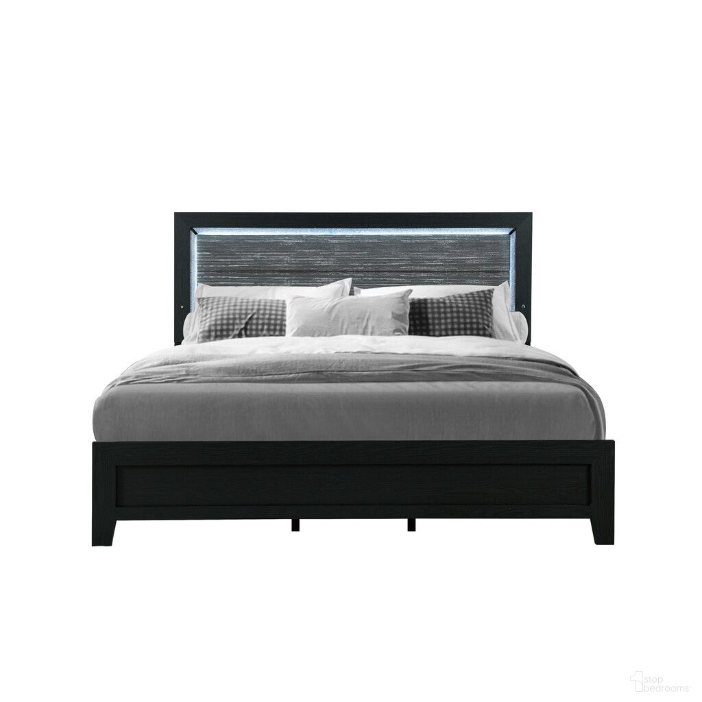 The appearance of Wood and Velvet Lighted King Bed Frame In Black and Gray designed by Homeroots in the modern / contemporary interior design. This black and gray piece of furniture was selected by 1StopBedrooms from to add a touch of cosiness and style into your home. Sku: 564743. Bed Size: King. Material: Velvet.