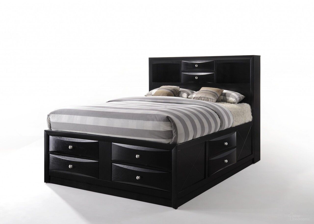 The appearance of Wood Full with Ten Drawers Bed Frame In Black designed by Homeroots in the transitional interior design. This black piece of furniture was selected by 1StopBedrooms from to add a touch of cosiness and style into your home. Sku: 376964. Material: Wood. Bed Size: Full.