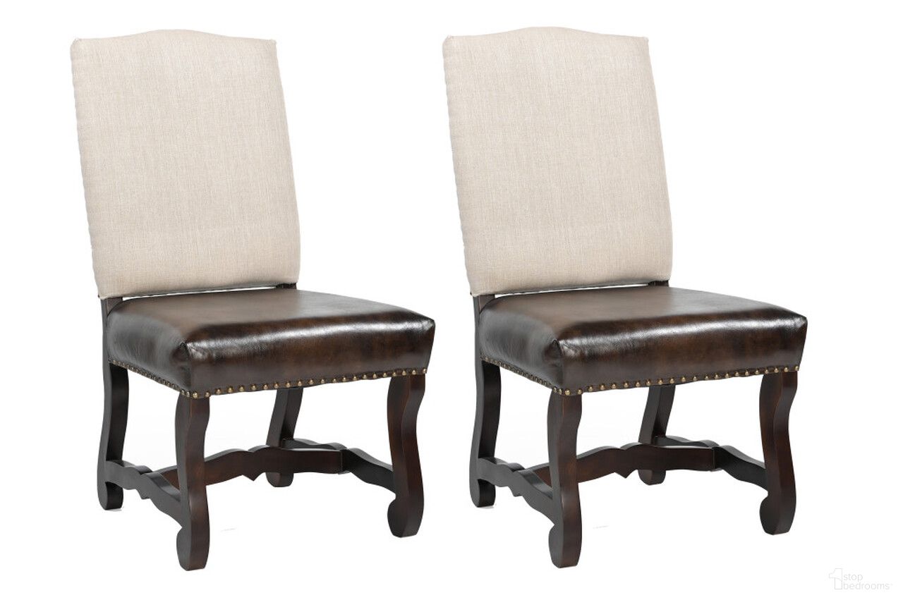 The appearance of Wood Leather and Linen Dining Side Chairs Set of 2 In Cream and Dark Brown designed by Homeroots in the transitional interior design. This cream/dark brown piece of furniture was selected by 1StopBedrooms from to add a touch of cosiness and style into your home. Sku: 588329. Material: Wood. Chair Type: Side Chair.