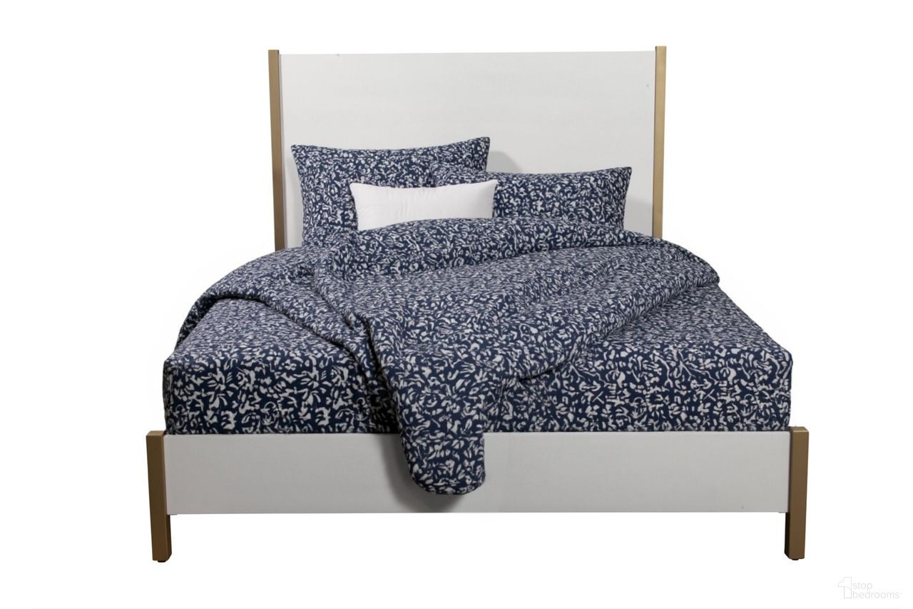 The appearance of Wood Queen Bed Frame In Gold and White designed by Homeroots in the transitional interior design. This gold and white piece of furniture was selected by 1StopBedrooms from to add a touch of cosiness and style into your home. Sku: 524809. Material: Wood. Bed Size: Queen.