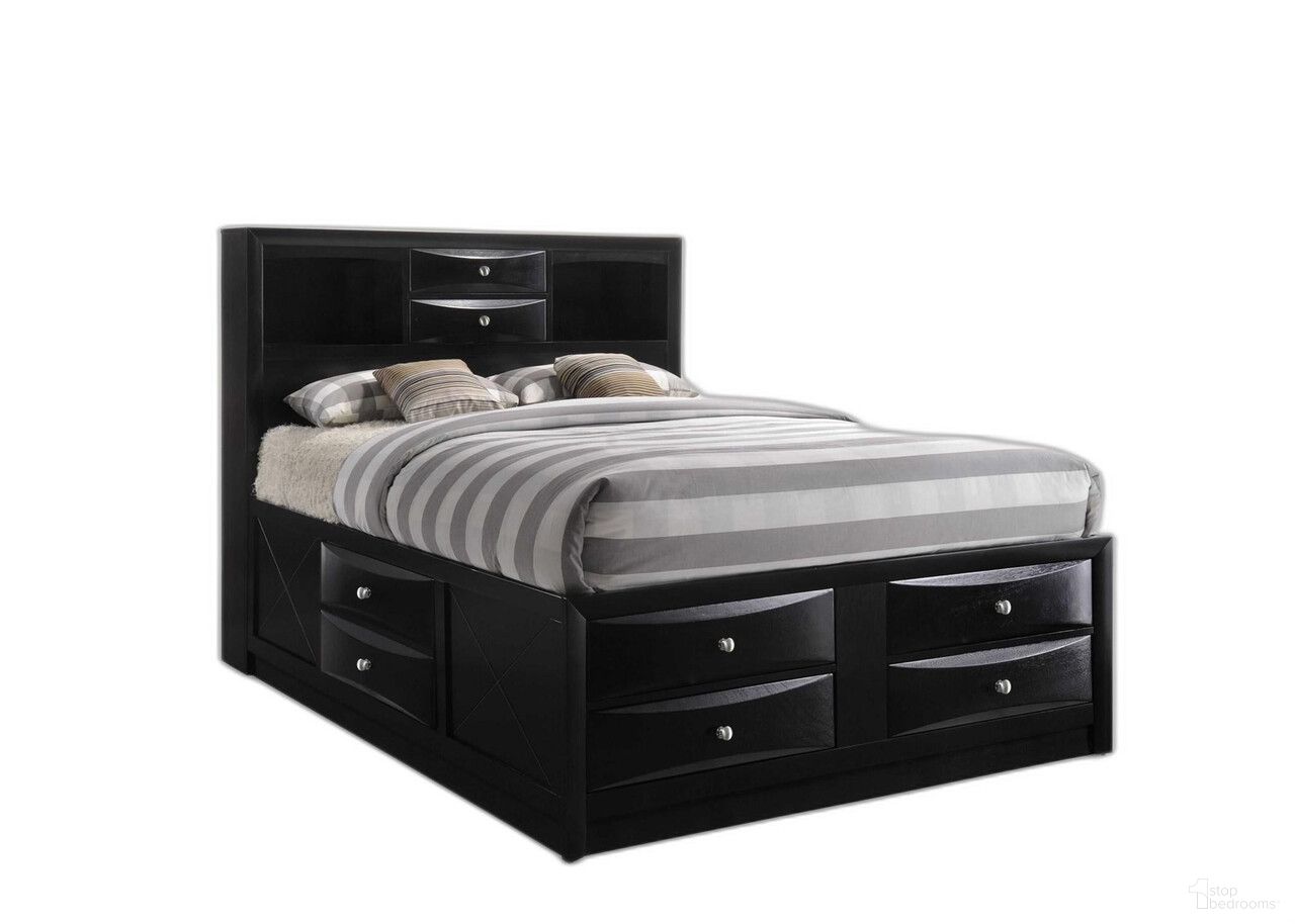 The appearance of Wood Queen with Ten Drawers Bed Frame In Black designed by Homeroots in the transitional interior design. This black piece of furniture was selected by 1StopBedrooms from to add a touch of cosiness and style into your home. Sku: 376955. Material: Wood. Bed Size: Queen.