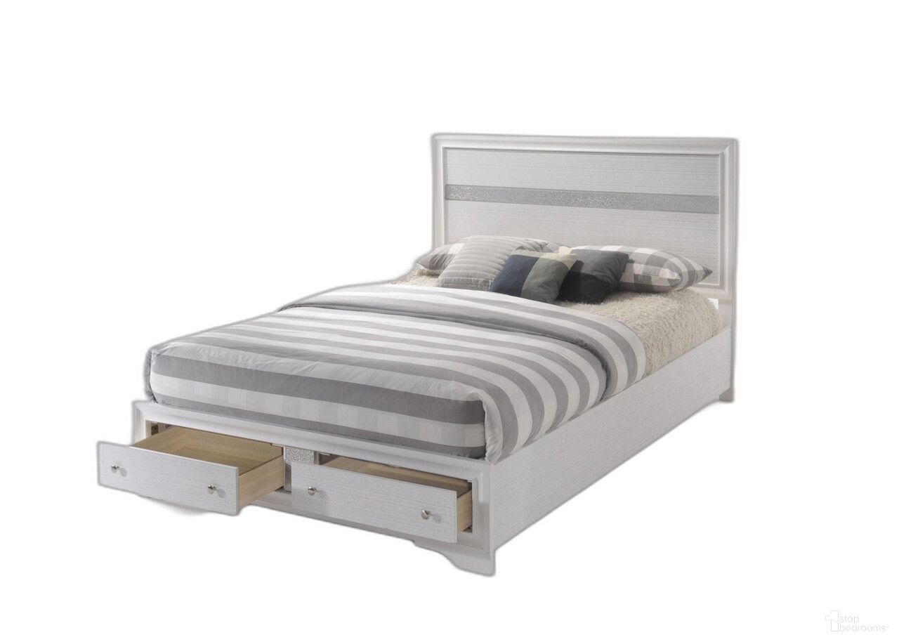 Wood Queen with Two Drawers Bed Frame In White and Gray