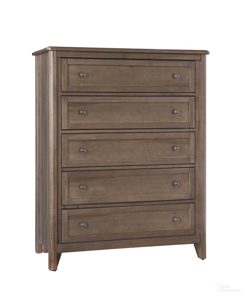 The appearance of Woodbridge 5 Drawer Chest In Dark Cashmere designed by Vaughan Bassett in the transitional interior design. This dark cashmere piece of furniture was selected by 1StopBedrooms from Woodbridge Collection to add a touch of cosiness and style into your home. Sku: 820-115. Material: Maple.