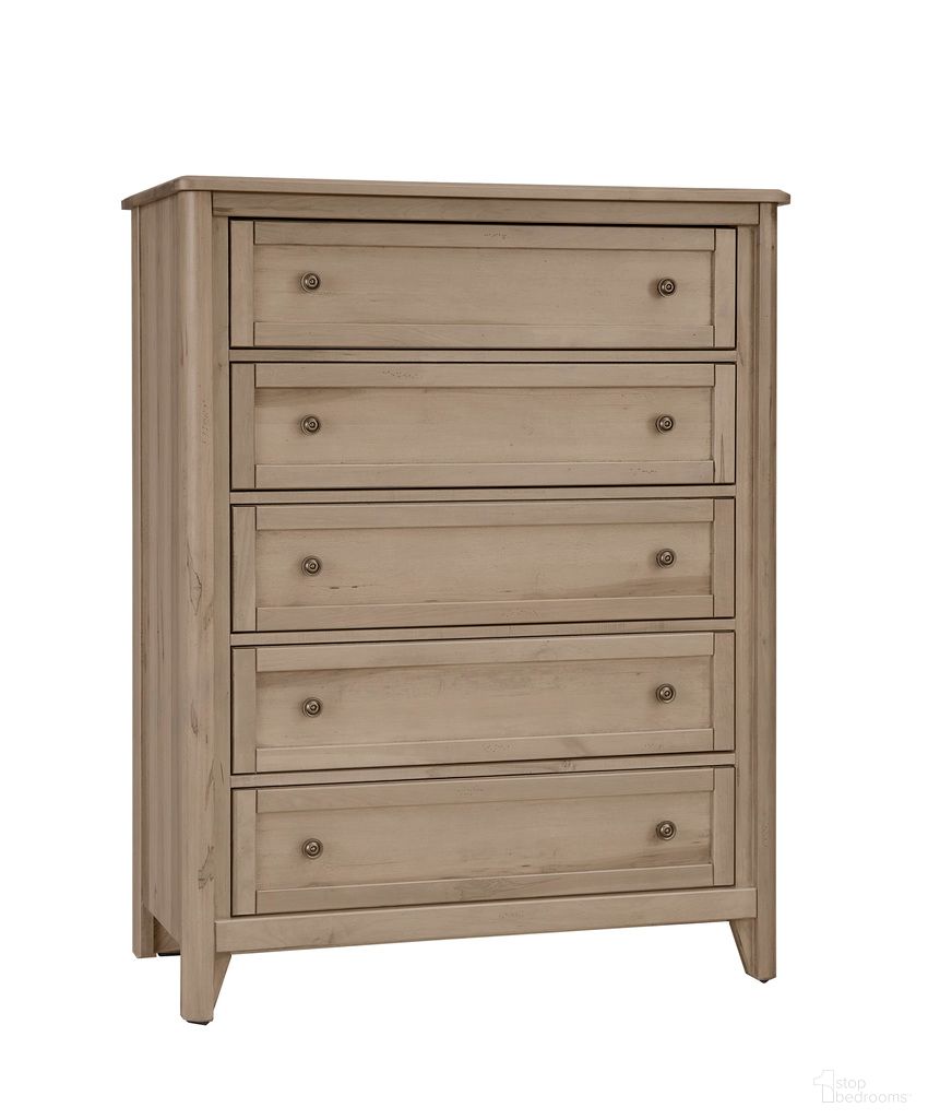 The appearance of Woodbridge 5 Drawer Chest In Shadow Grey designed by Vaughan Bassett in the transitional interior design. This shadow grey piece of furniture was selected by 1StopBedrooms from Woodbridge Collection to add a touch of cosiness and style into your home. Sku: 821-115. Material: Maple.