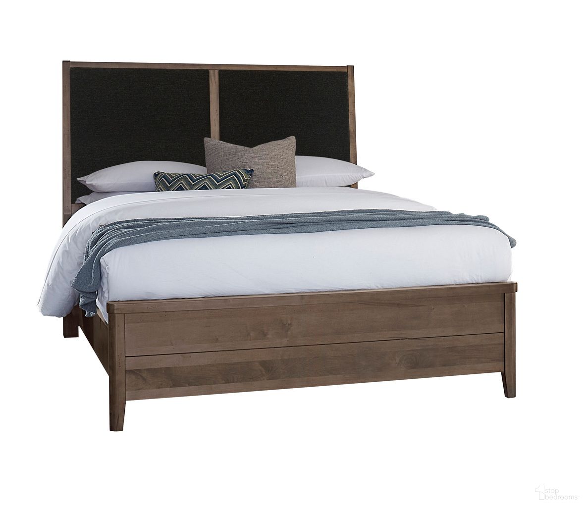 Woodbridge Queen Upholstered Bed In Dark Cashmere and Black