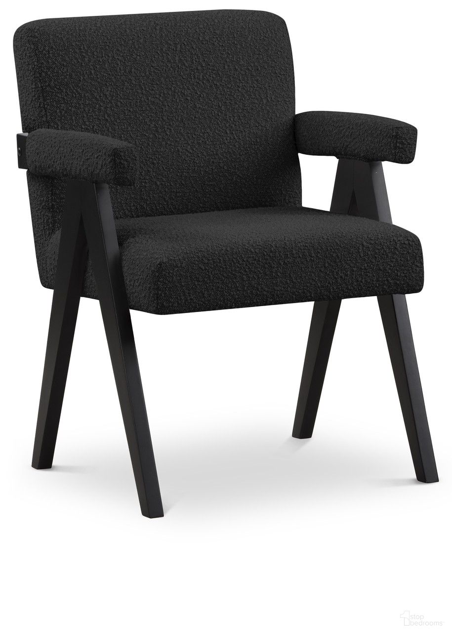 The appearance of Woodloch Boucle Fabric Accent Chair In Black designed by Meridian in the transitional interior design. This black piece of furniture was selected by 1StopBedrooms from Woodloch Collection to add a touch of cosiness and style into your home. Sku: 481Black. Material: Boucle.