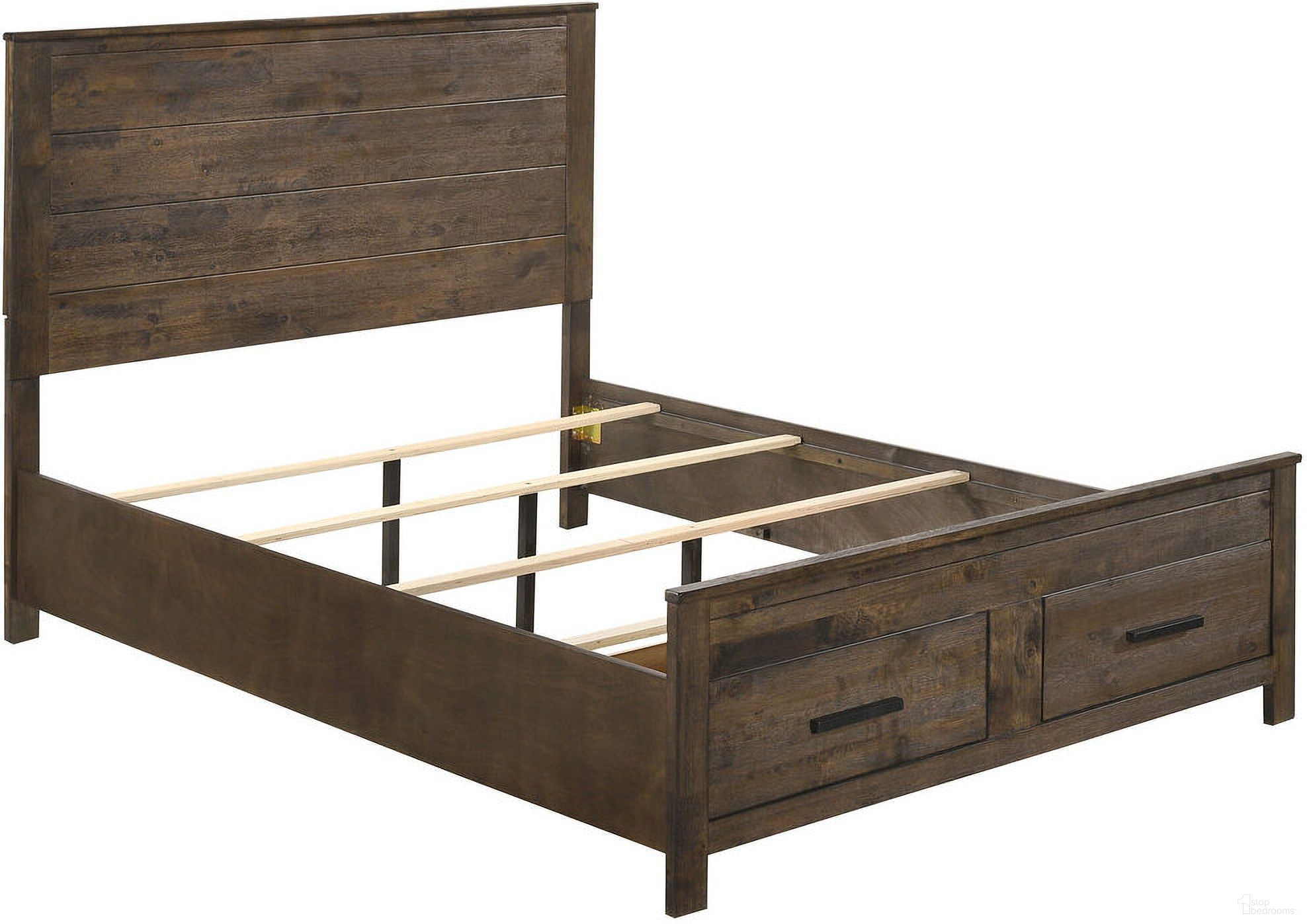 The appearance of Woodmont California King Storage Bed Rustic Golden Brown designed by Coaster in the country / farmhouse interior design. This rustic golden brown piece of furniture was selected by 1StopBedrooms from Woodmont Collection to add a touch of cosiness and style into your home. Sku: 222631KWB1;222631KWB2;222631KWB3. Bed Type: Storage Bed. Material: Wood. Bed Size: California King.