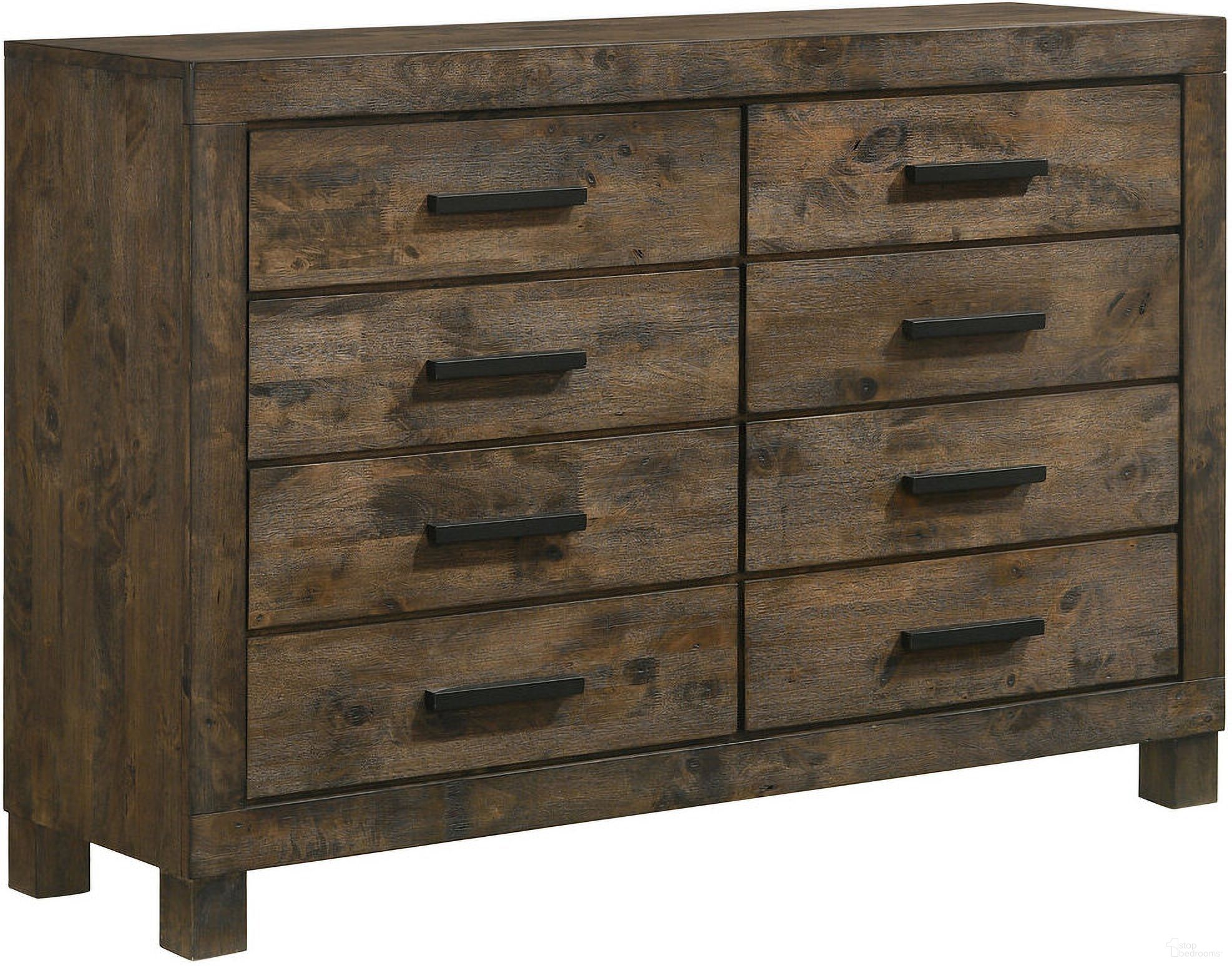 The appearance of Woodmont 8-drawer Dresser Rustic Golden Brown designed by Coaster in the country / farmhouse interior design. This rustic golden brown piece of furniture was selected by 1StopBedrooms from Woodmont Collection to add a touch of cosiness and style into your home. Sku: 222633. Material: Wood.