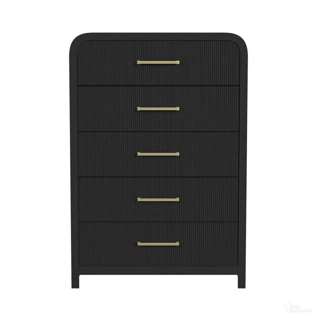 Woodridge 5-Drawer Chest In Black and Grain