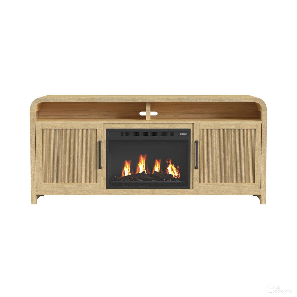 Woodridge 70 Inch TV Console with 23 Inch Fireplace Insert In Natural
