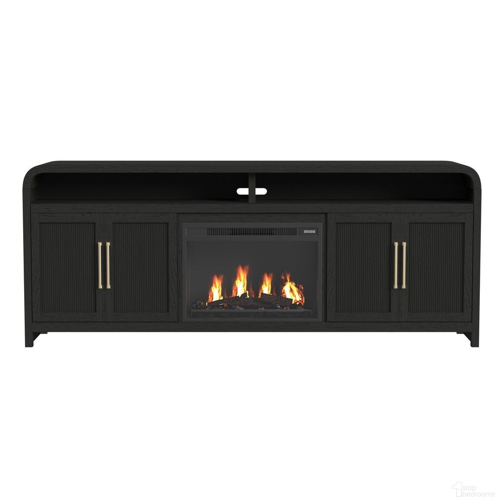 The appearance of Woodridge 82 Inch TV Console with 23 Inch Fireplace Insert In Black and Grain designed by Picket House in the transitional interior design. This black/grain piece of furniture was selected by 1StopBedrooms from Woodridge Collection to add a touch of cosiness and style into your home. Sku: LA-14440-8W-TV3;LA-18020-8-23FP. Material: Paper.
