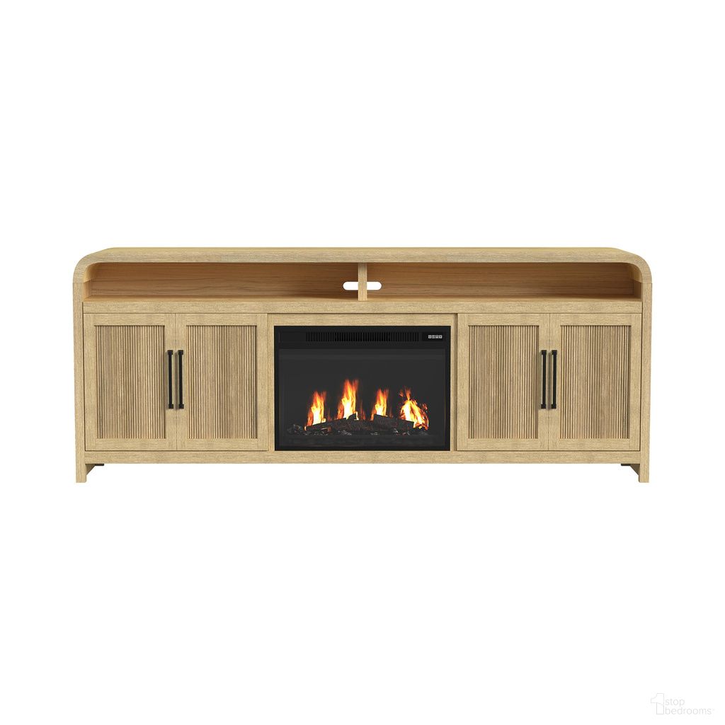 Woodridge 82 Inch TV Console with 23 Inch Fireplace Insert In Natural
