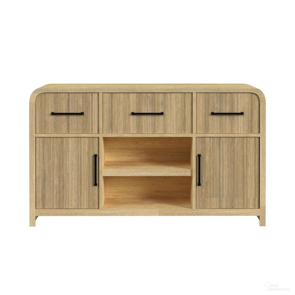 The appearance of Woodridge Server In Natural designed by Picket House in the modern / contemporary interior design. This natural piece of furniture  was selected by 1StopBedrooms from Woodridge Collection to add a touch of cosiness and style into your home. Sku: D-14440-6-SV. Material: Paper.