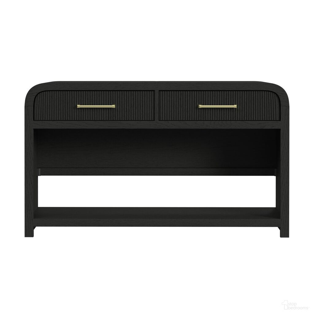 The appearance of Woodridge Sofa Table with Bottom Shelf In Black and Grain designed by Picket House in the modern / contemporary interior design. This black/grain piece of furniture  was selected by 1StopBedrooms from Woodridge Collection to add a touch of cosiness and style into your home. Sku: T-14440-8W-ST. Material: Paper.