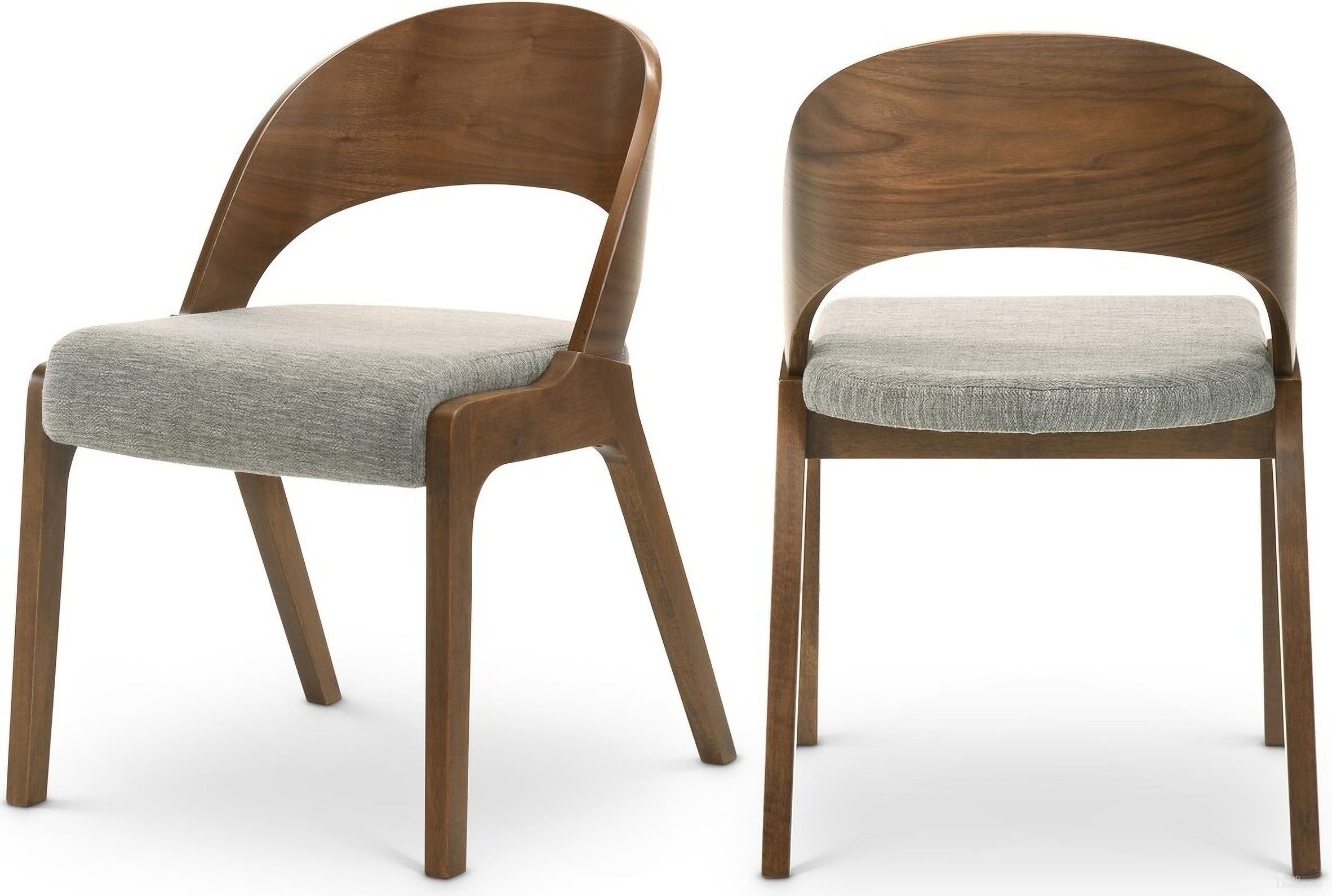 Woodson Linen Textured Fabric Dining Chair Set of 2 In Grey