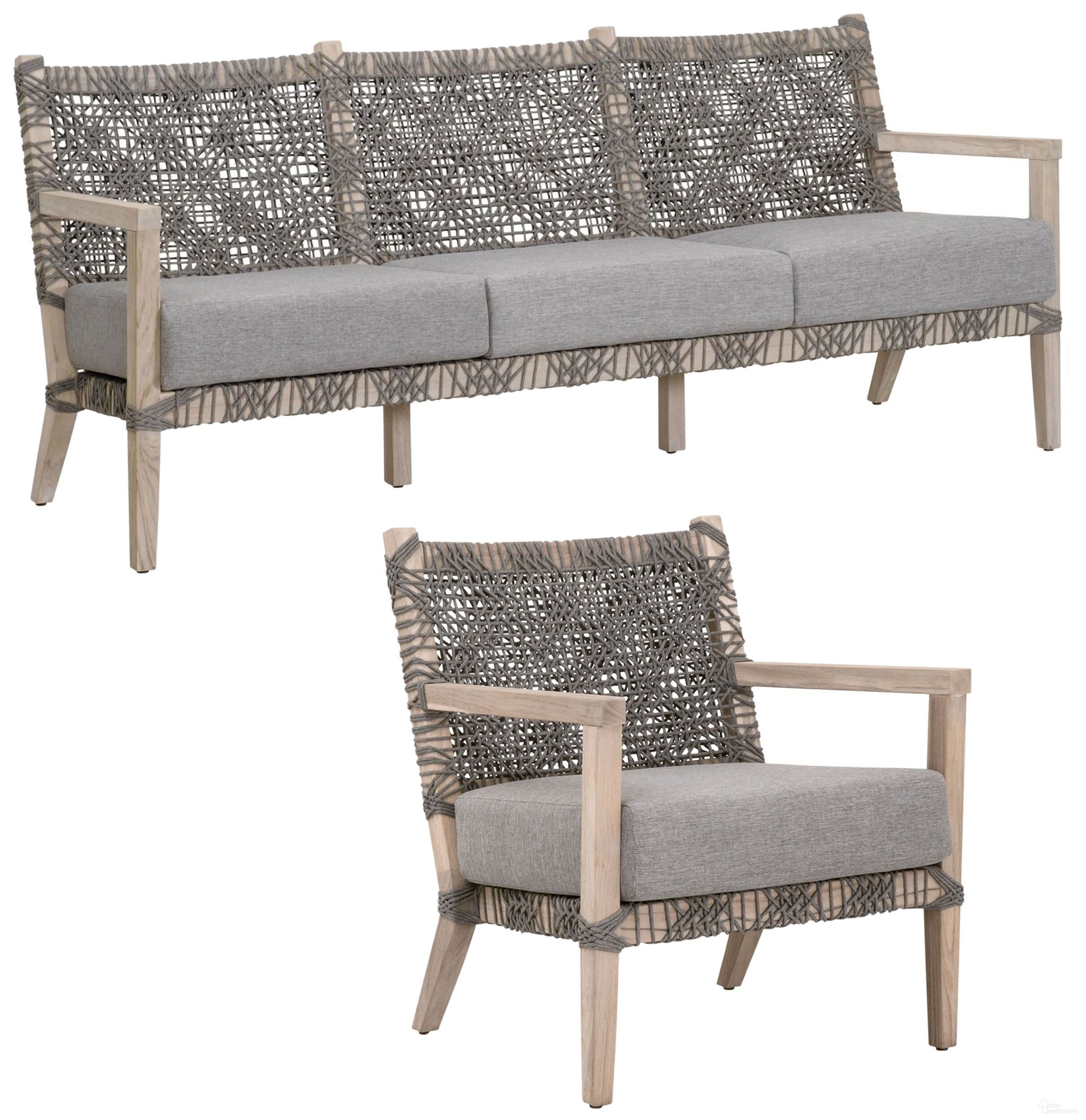 The appearance of Woven Costa Dove Outdoor 77 Inch Living Room Set designed by Essentials For Living in the transitional interior design. This gray piece of furniture was selected by 1StopBedrooms from Woven Collection to add a touch of cosiness and style into your home. Sku: 6861-3.DOV/DOV/GT;6860.DOV/DOV/GT. Material: Wood.