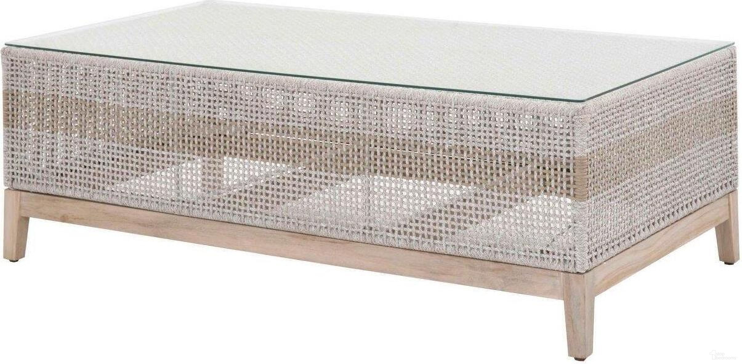 The appearance of Woven Tapestry Outdoor Coffee Table In Taupe and Gray Teak designed by Essentials For Living in the transitional interior design. This taupe/gray teak piece of furniture was selected by 1StopBedrooms from Woven Collection to add a touch of cosiness and style into your home. Sku: 6846.WTA/GT. Table Top Shape: Rectangular. Material: Teak Wood.