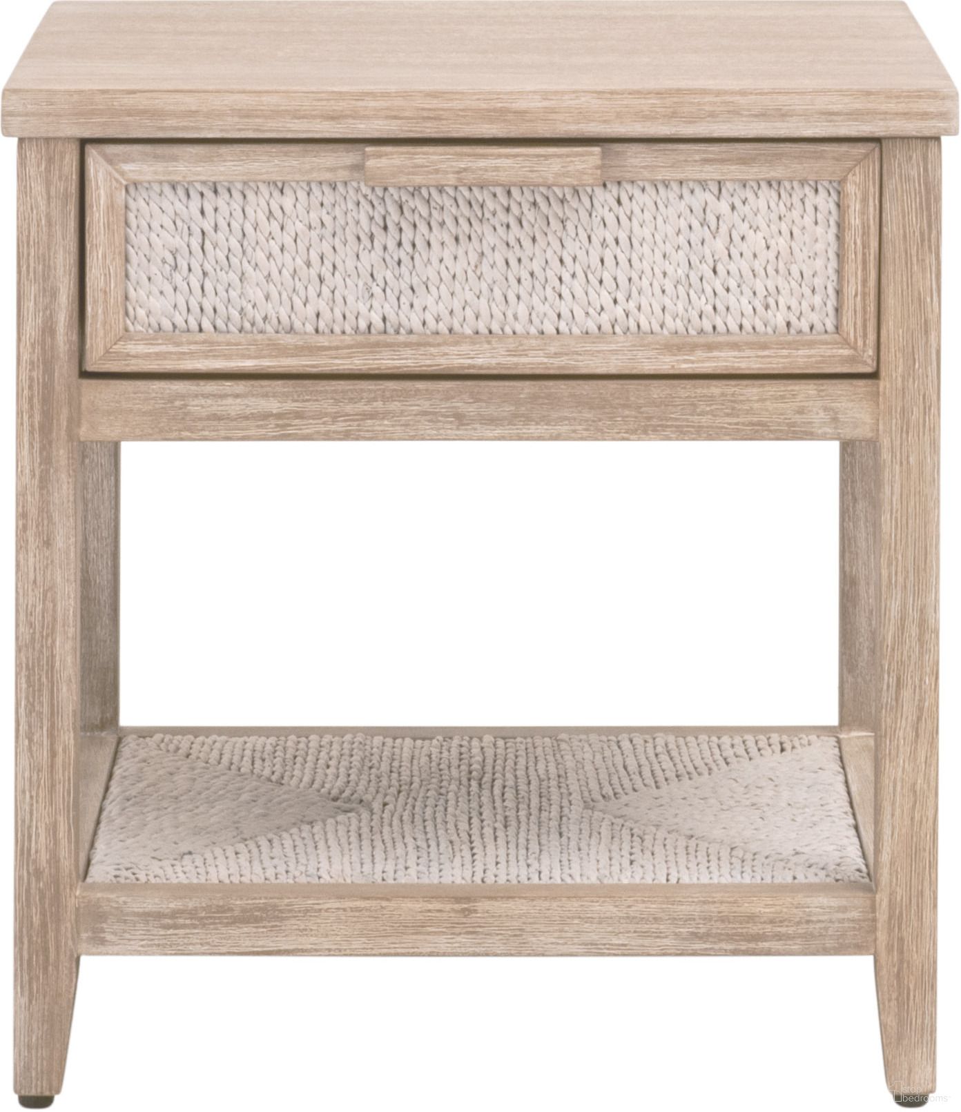 The appearance of Woven Malay 1 Drawer Nightstand In White Wash and Natural Gray designed by Essentials For Living in the transitional interior design. This white wash/natural gray piece of furniture  was selected by 1StopBedrooms from Woven Collection to add a touch of cosiness and style into your home. Sku: 6896.WWA/NG. Material: Mahogany.