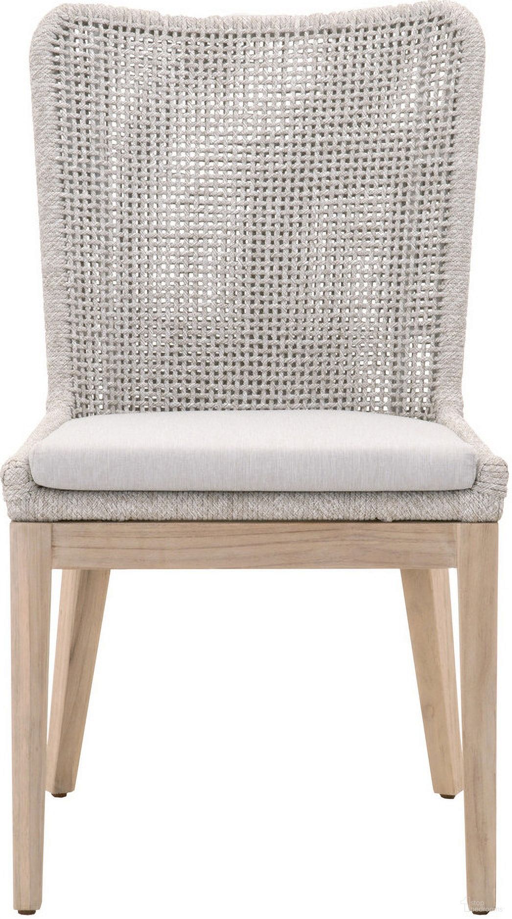 The appearance of Woven Mesh Outdoor Dining Chair Set of 2 In Taupe and Gray Teak designed by Essentials For Living in the transitional interior design. This taupe/gray teak piece of furniture  was selected by 1StopBedrooms from Woven Collection to add a touch of cosiness and style into your home. Sku: 6854.WTA/PUM/GT. Material: Teak Wood.