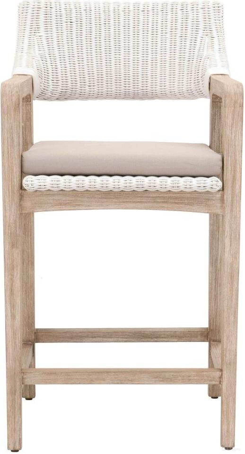 The appearance of Woven Lucia Counter Stool In White Rattan and Natural Gray designed by Essentials For Living in the transitional interior design. This white rattan/natural gray piece of furniture was selected by 1StopBedrooms from Woven Collection to add a touch of cosiness and style into your home. Sku: 6810CS.WTR/LGRY/NG. Material: Wicker.
